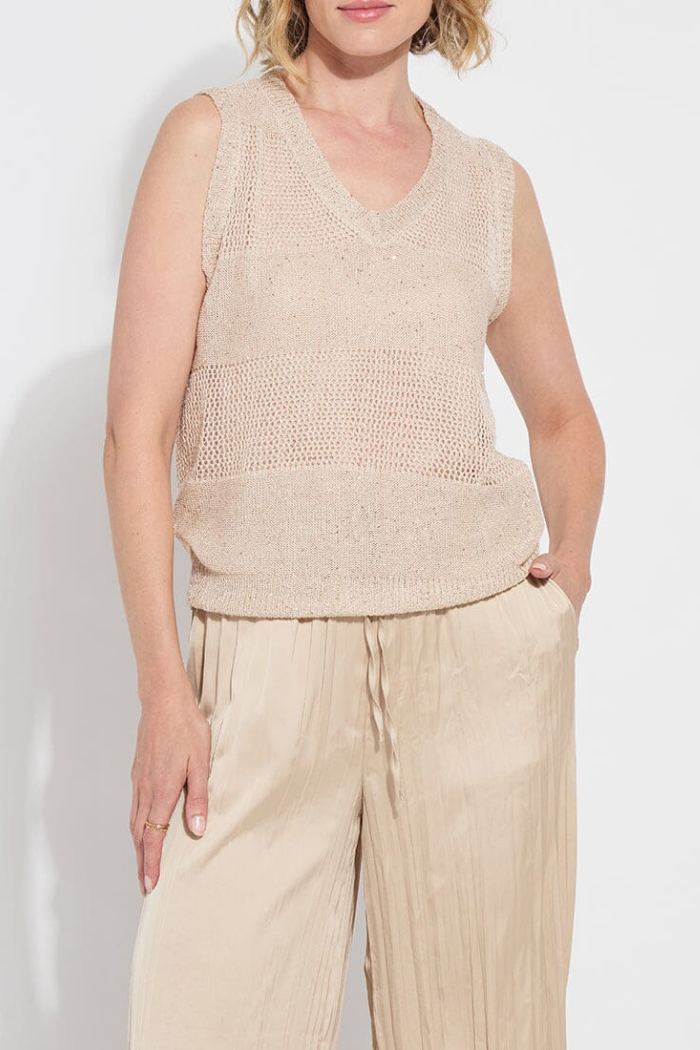 Lyssé Bria Sequined V-Neck Shell