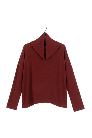 Lounge Knit - Tipped Hem Sweater - Burgundy Clara Sunwoo T92NW