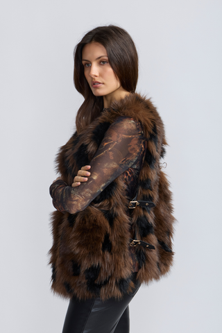 Side Buckle Faux Fur Vest oo la la M10321