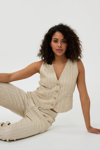 EsQualo Linen Stripe Vest SP2517006