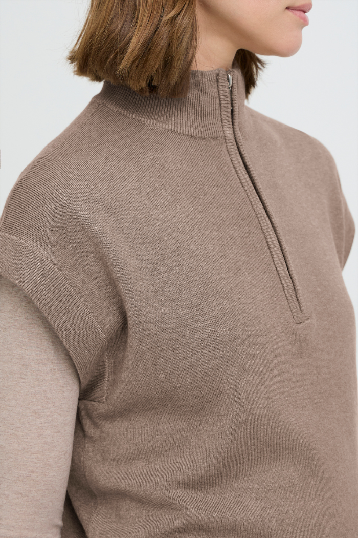 b. young BYMmorla Zipper Vest -Walnut Melange 20817153-181121