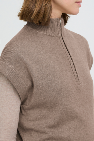 b. young BYMmorla Zipper Vest -Walnut Melange 20817153-181121