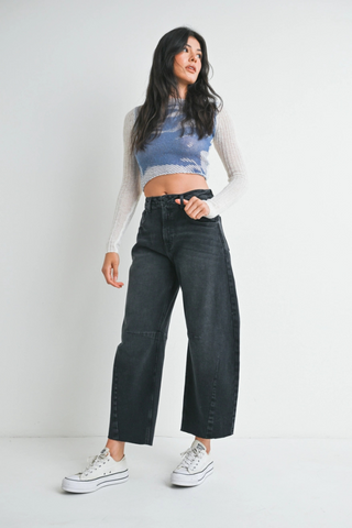 Just Black Denim The Seamed Barrel Jean - Washed Black BP473J-WBLK