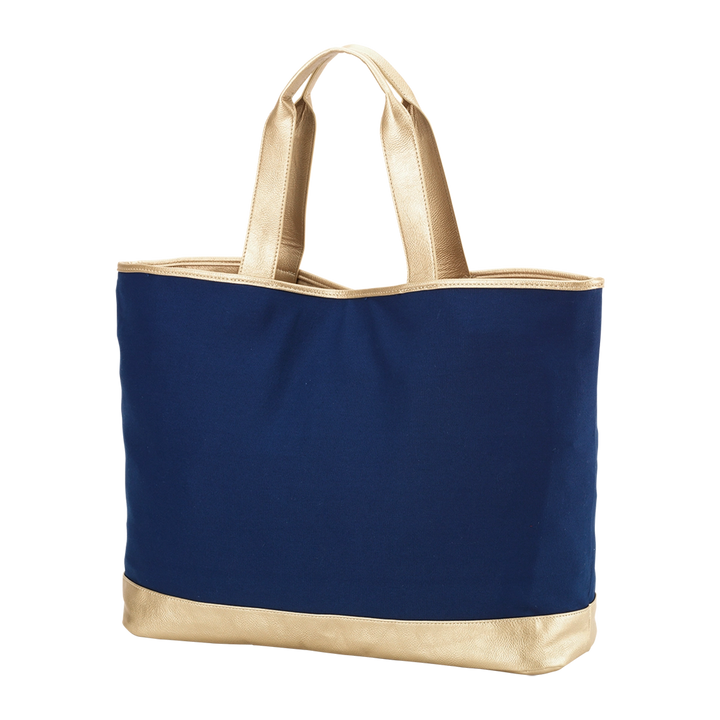 Navy and gold tote