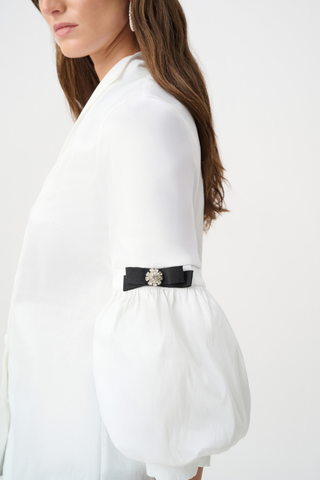 Stretch Taffeta Fitted Blouse with Rhinestone Buttons Ribkoff 263744