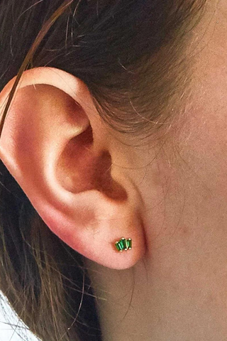 Trio Baquette Gold Studs