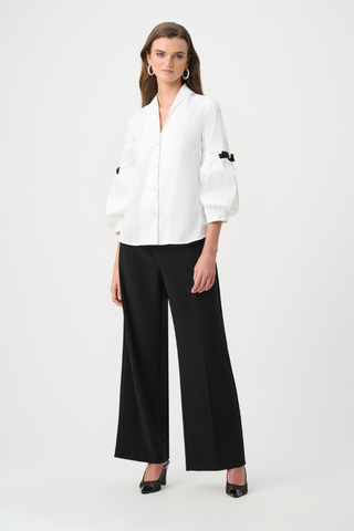 Stretch Taffeta Fitted Blouse with Rhinestone Buttons Ribkoff 263744
