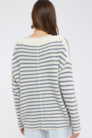 Wishlist Striped Drop Shoulder Sweater WL25-12372 Natural/Navy