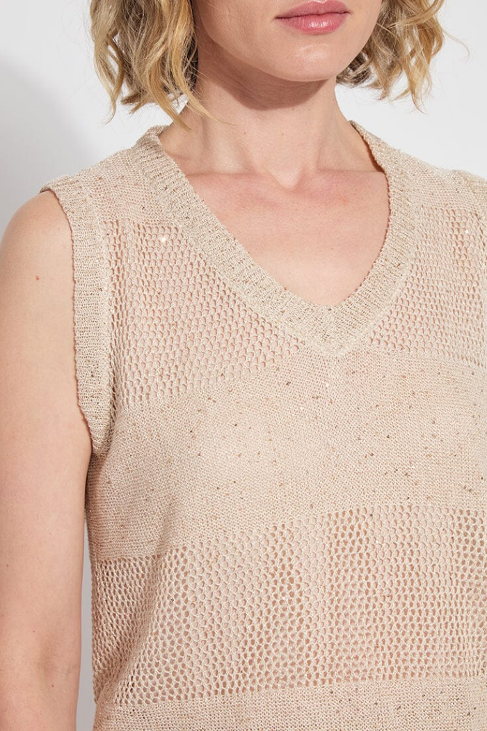Lyssé Bria Sequined V-Neck Shell