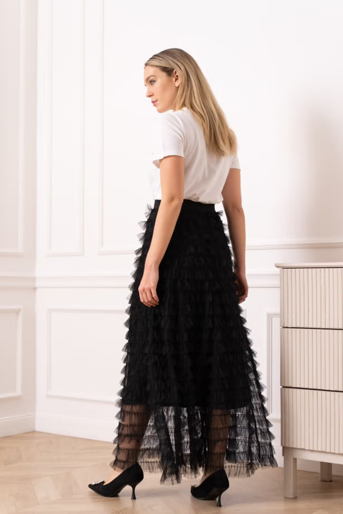 Tulle Long Skirt with Ruffles