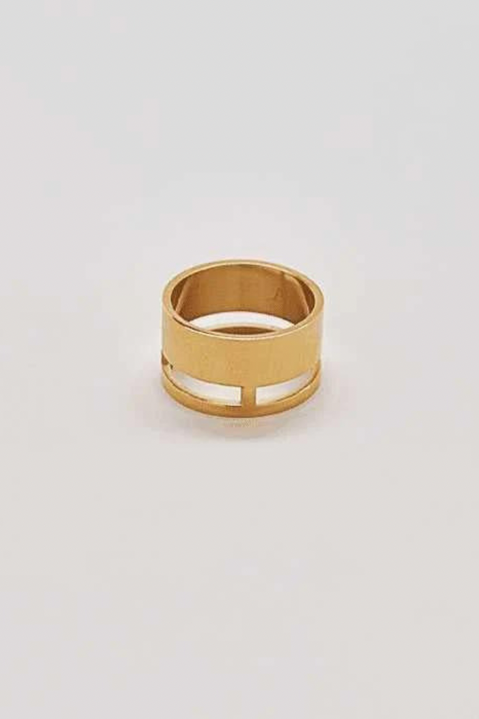 Gold Geo Wide Bar Ring