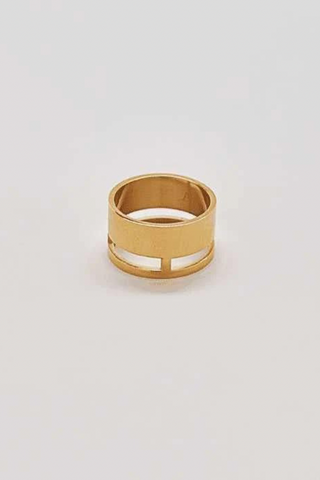 Gold Geo Wide Bar Ring
