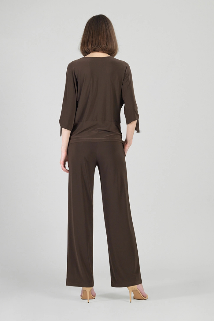 Clara Sunwoo Pull-Tie Cuff Blouson Top - Brown T145