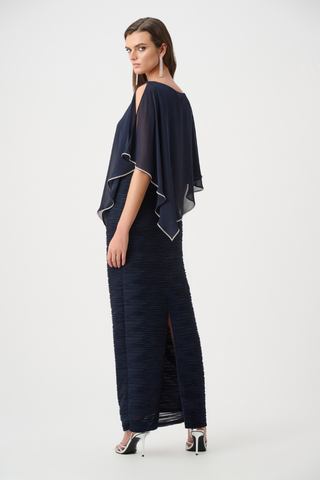 Sparkle Cascade Gown with Chiffon Poncho Overlay Ribkoff 263748
