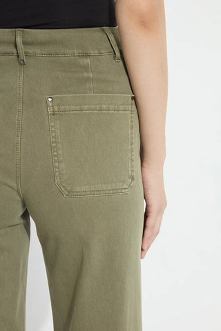 Lyssé Erin Hi Waist Wide Leg Denim Smoked Green