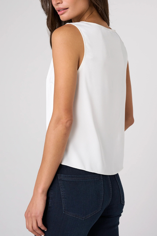 V-Neck Woven Tank with Lace Trim - Whipped Cream LM8M20PS6