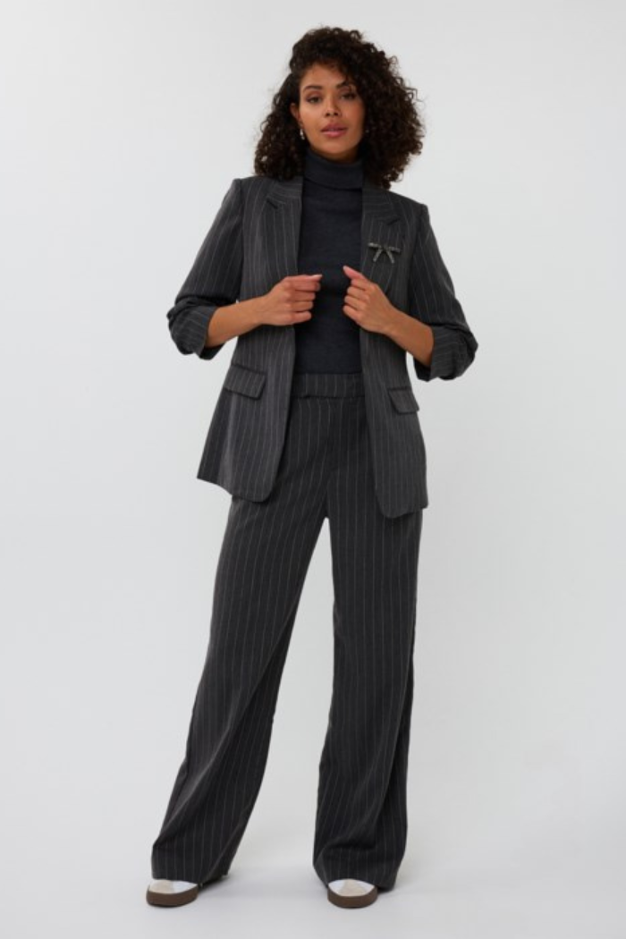 EsQualo Pinstriped Blazer with Black Studs F2510516
