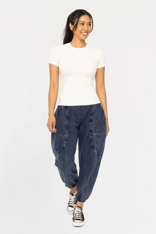 Mono B KT5197 Essential Short-Sleeved Micro-Ribbed Athleisure Top