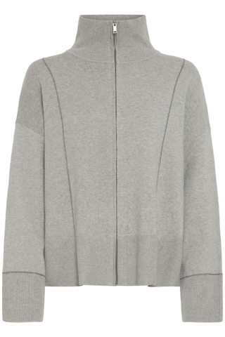 ICHI IHBallia Zip Front Sweater 20124239 Grey