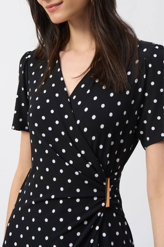 Ribkoff 251008 Silky Knit Dot Print Wrap Culotte Jumpsuit