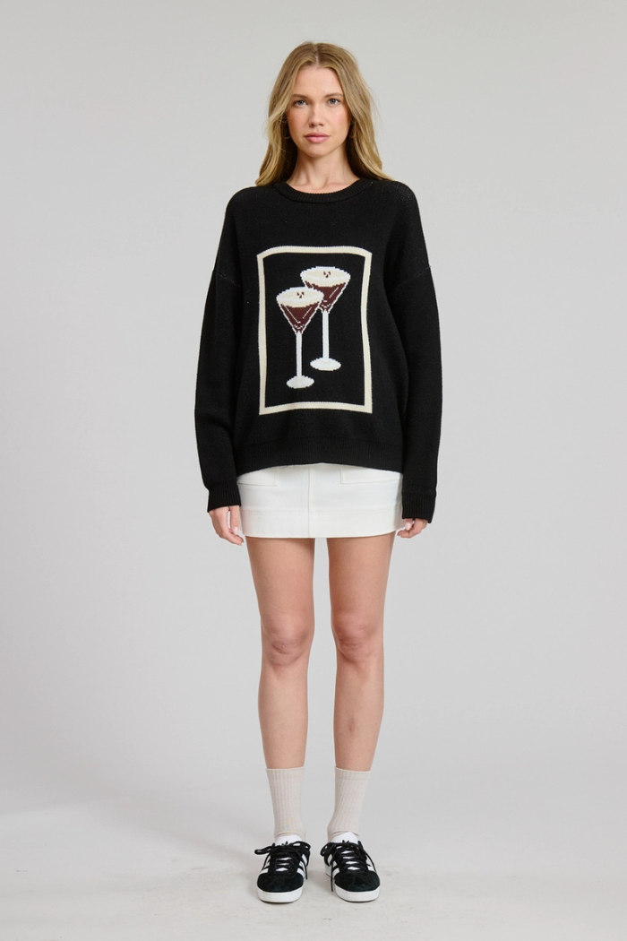 Flat White Double Espresso Martini Jacquard Sweater Top