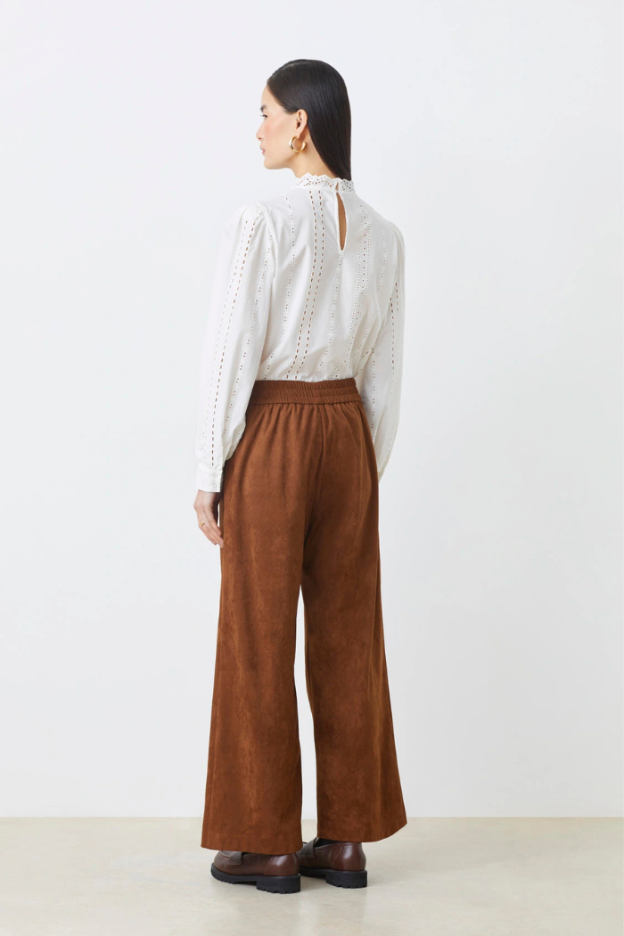 Suncoo Johan Wide Leg Faux Suede Pants