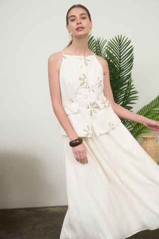 Zoe and Claire Floral Embroidered Twofer Dress