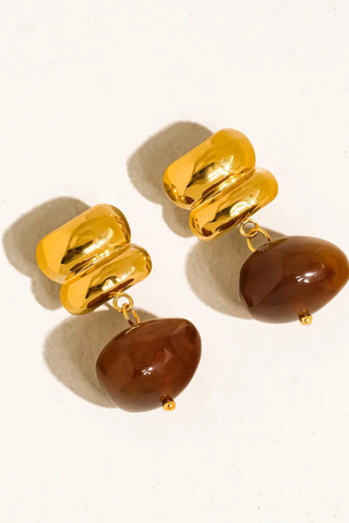 Flânerie Annina 18K Gold Non-Tarnish Agate Drop Earrings