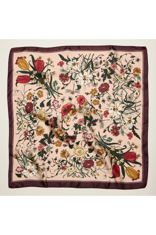 Vintage Botanical Floral Square Scarf - Blue Frem 6DR98002-Pink