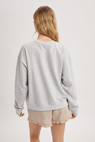 Wishlist Multi-Print Patchwork 'USA' Pullover - Heather Grey WL25-11415
