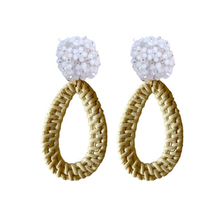 Ava Floral Rattan Teardrop Earrings