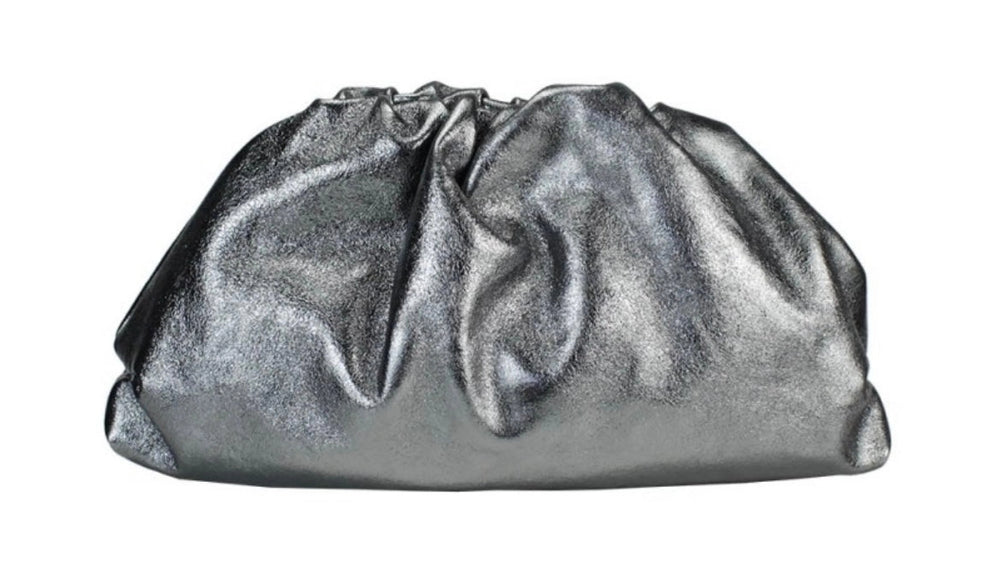 Large metallic dark gun metal cloud bag