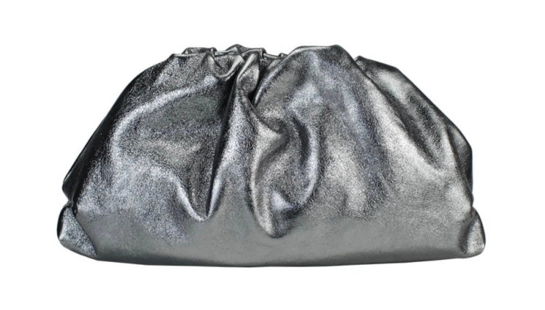 Large metallic dark gun metal cloud bag