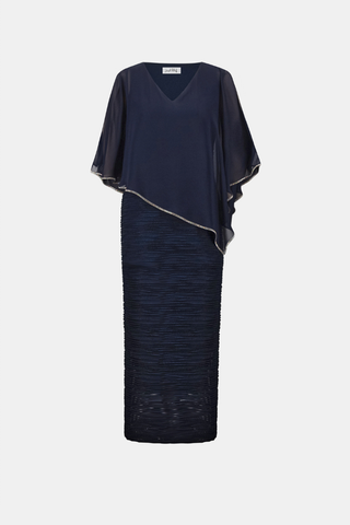 Sparkle Cascade Gown with Chiffon Poncho Overlay Ribkoff 263748