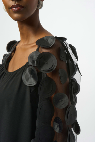 Ribkoff 251273 Silky Knit Top With 3D Dot Sleeves
