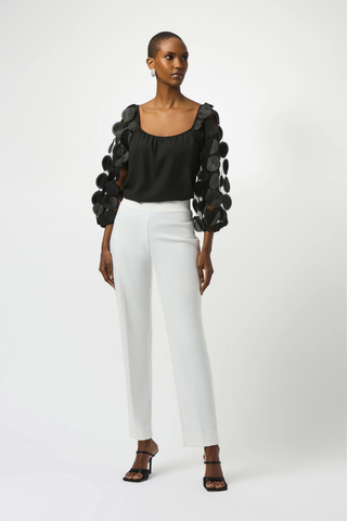 Ribkoff 251273 Silky Knit Top With 3D Dot Sleeves