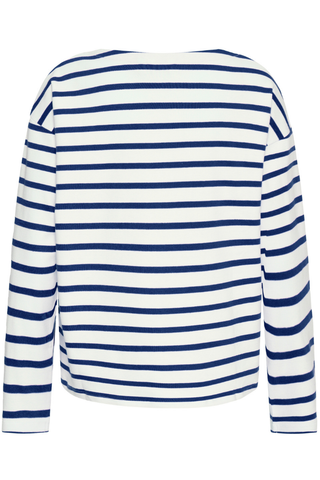 Blue and white striped long-sleeve shirt on a white background b young BYRamsi Pullover