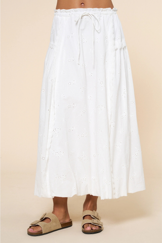 lalavon ILK6598 Ivory Eyelet Maxi Skirt 