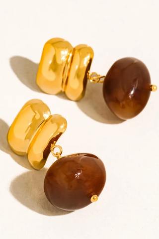 Flânerie Annina 18K Gold Non-Tarnish Agate Drop Earrings