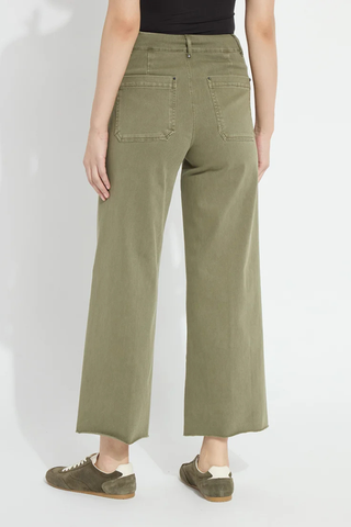 Lyssé Erin Hi Waist Wide Leg Denim Smoked Green