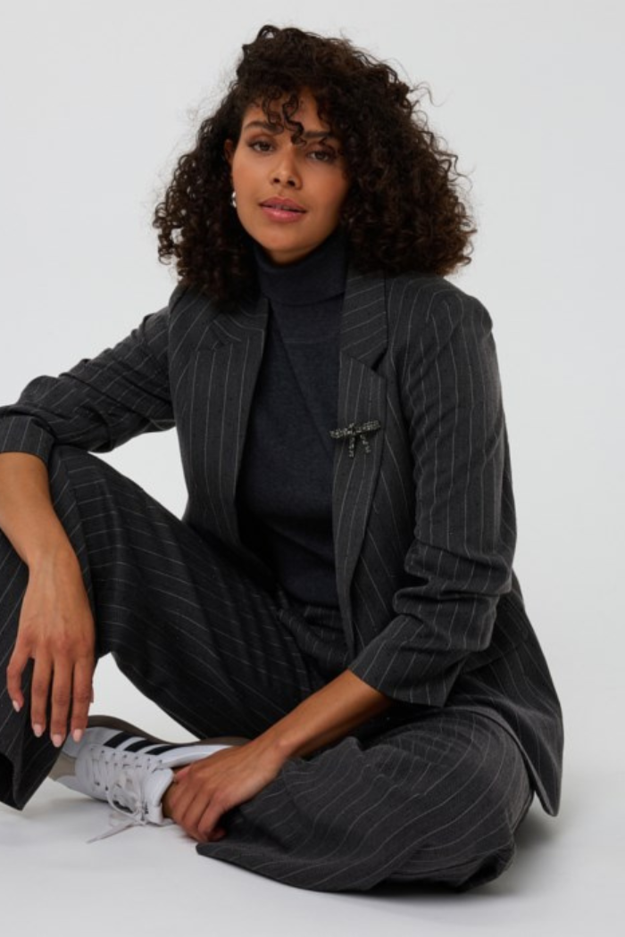 EsQualo Pinstriped Blazer with Black Studs F2510516