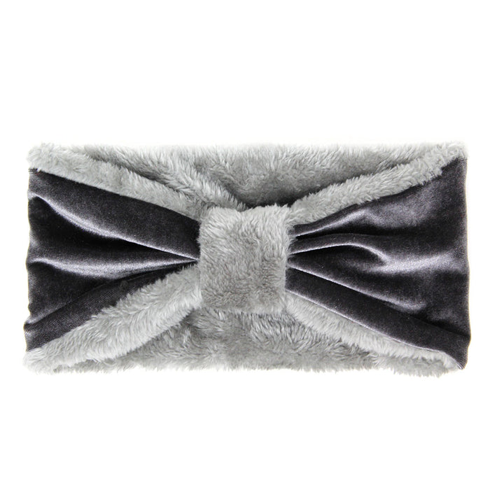 Grey Velvet/ Faux Fur Headband