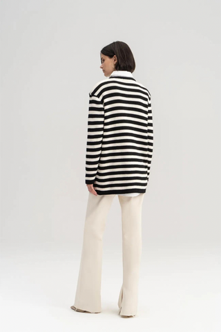 Striped Cardigan with Gold Buttons