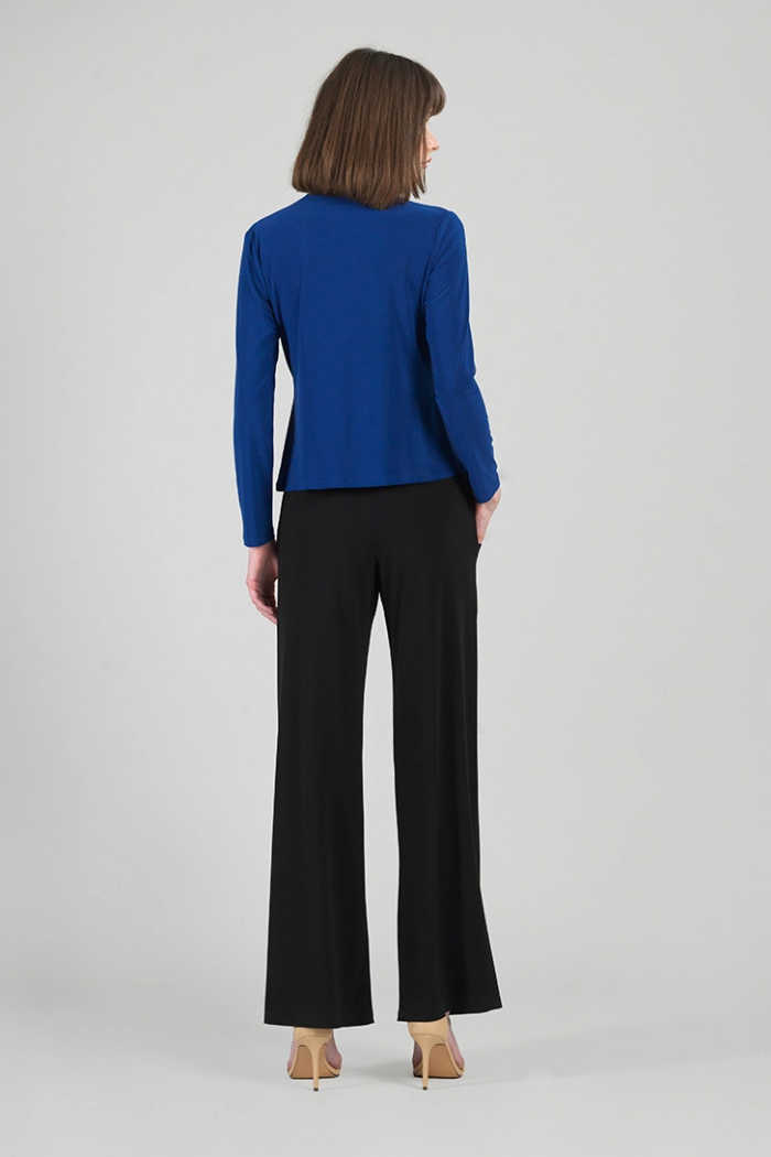 Clara Sunwoo Drape Neck Long Sleeve Soft Knit Top - Cobalt T425