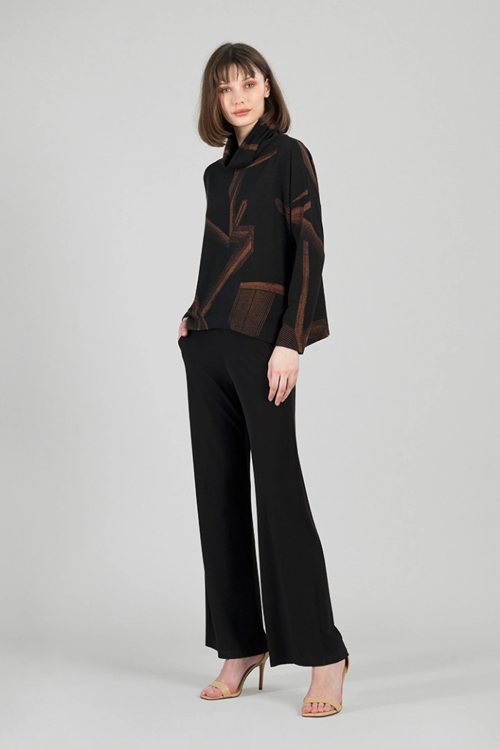 Linear Geo Print Turtle Neck Sweater T92WP3