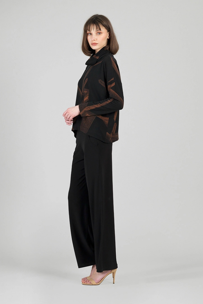 Linear Geo Print Turtle Neck Sweater T92WP3