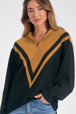 Chevron Quarter Zip Sweater