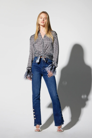 Marabou Cuff Abstract Geo BF Shirt