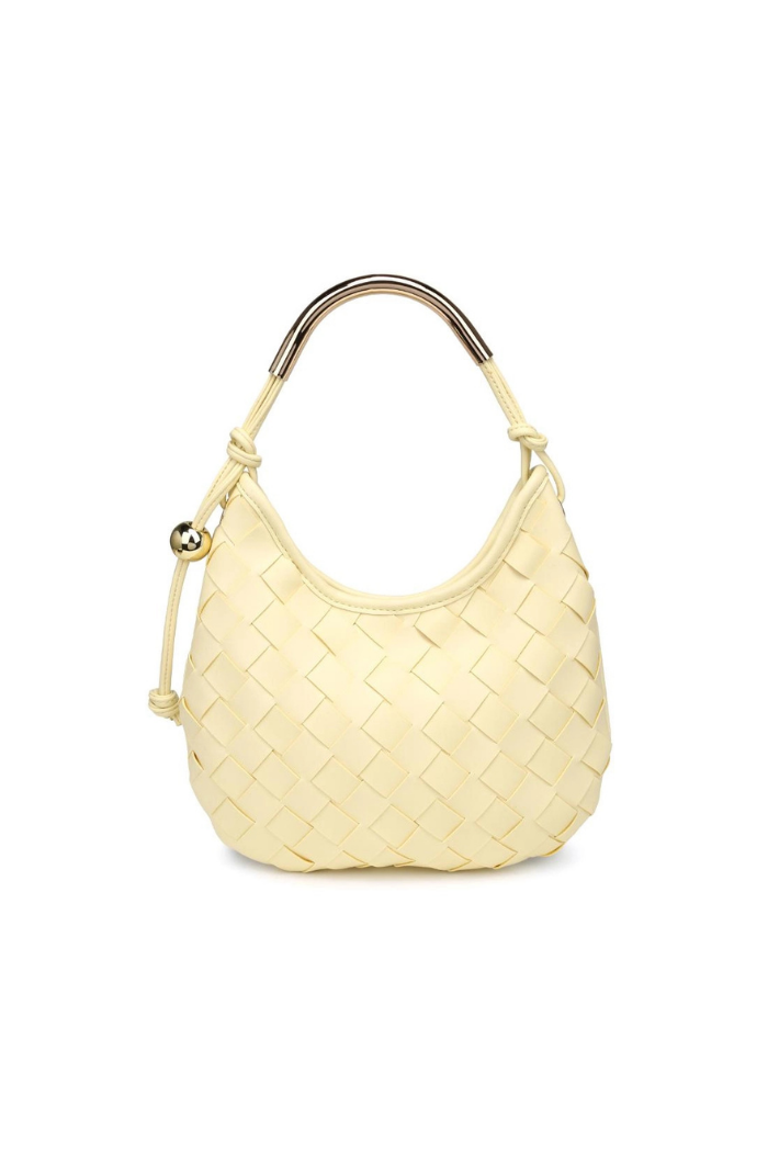 Lucia Woven Vegan Leather Crescent Hobo Bag – Butter Yellow