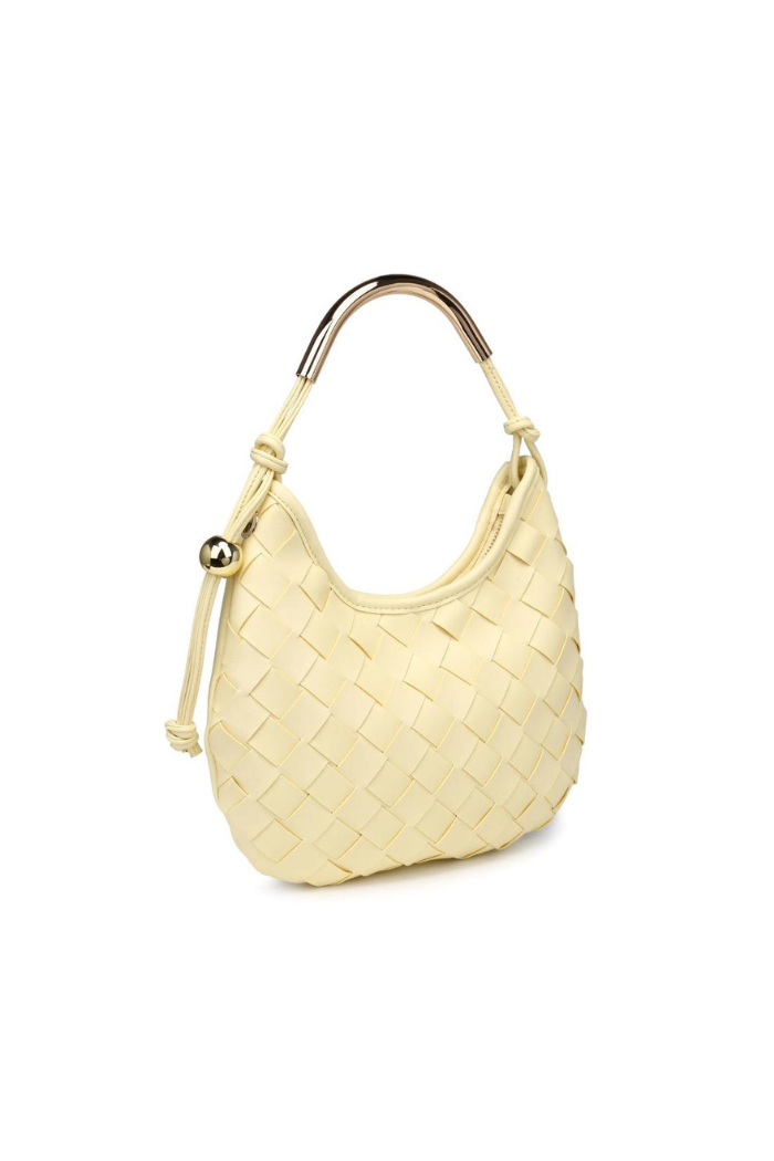 Lucia Woven Vegan Leather Crescent Hobo Bag – Butter Yellow